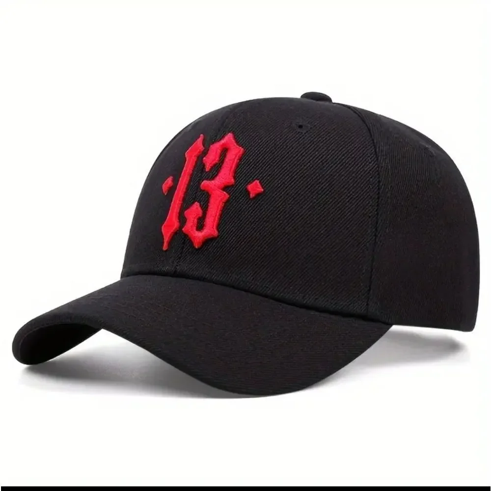 Gothic 13 Embroidery Baseball Cap Hip Hop Solid Color Sports Hat Lightweight Adj